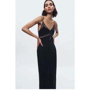 Zara ZW Collection Lace Velvet Dress NWT
